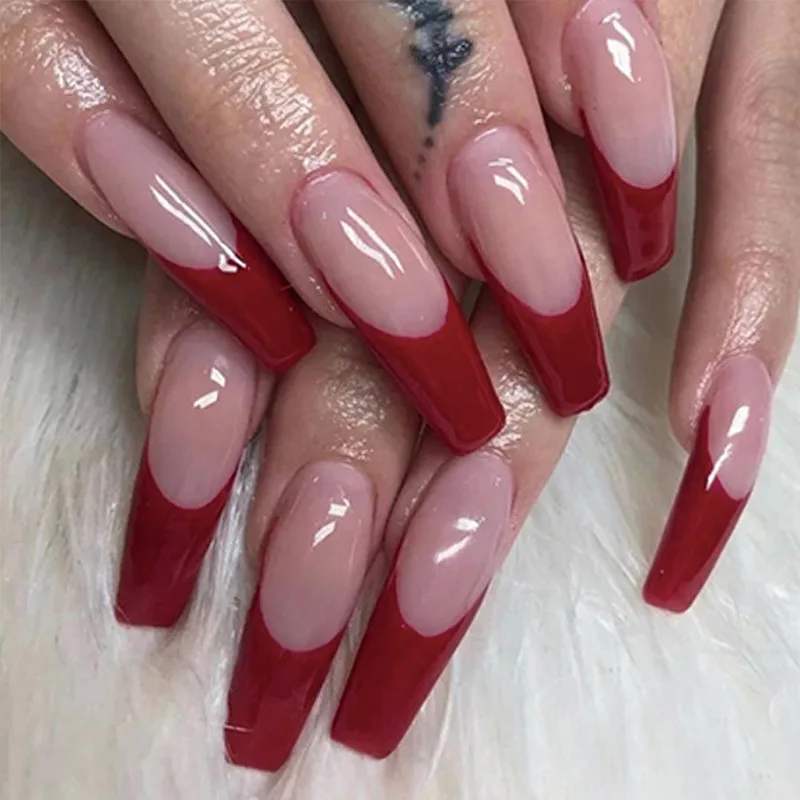 Hotselling Fast Delivery Wholesale Private Label New arrival  False Nails Coffin Long Ballerina Artificial Fingernails with kit