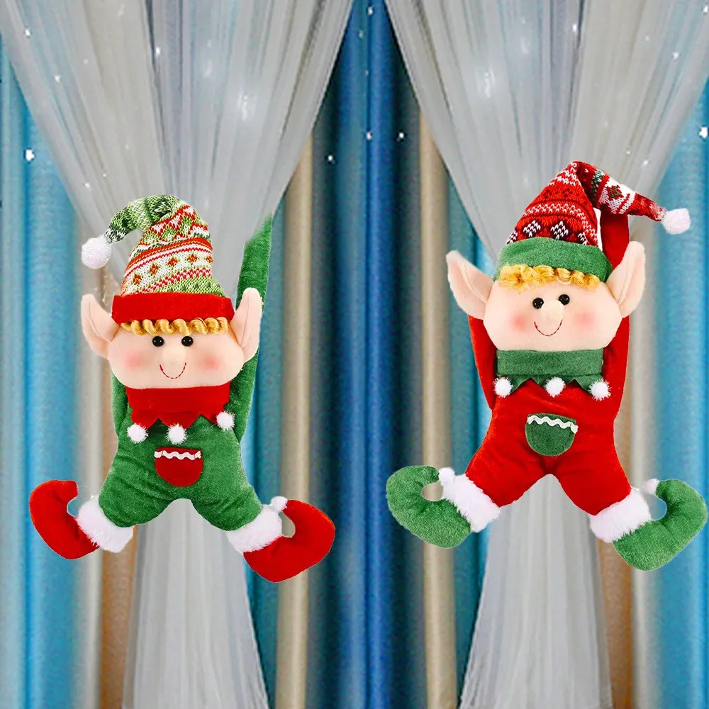 Colorful cartoon elf Christmas curtain buckle action figure door curtain buckle Christmas tree pendant Creative door hanging