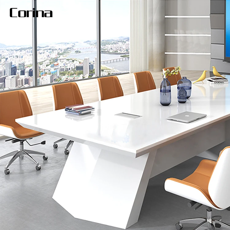 China Conference Room Stone Marble Top Modern Design Office Furniture White Conference Table