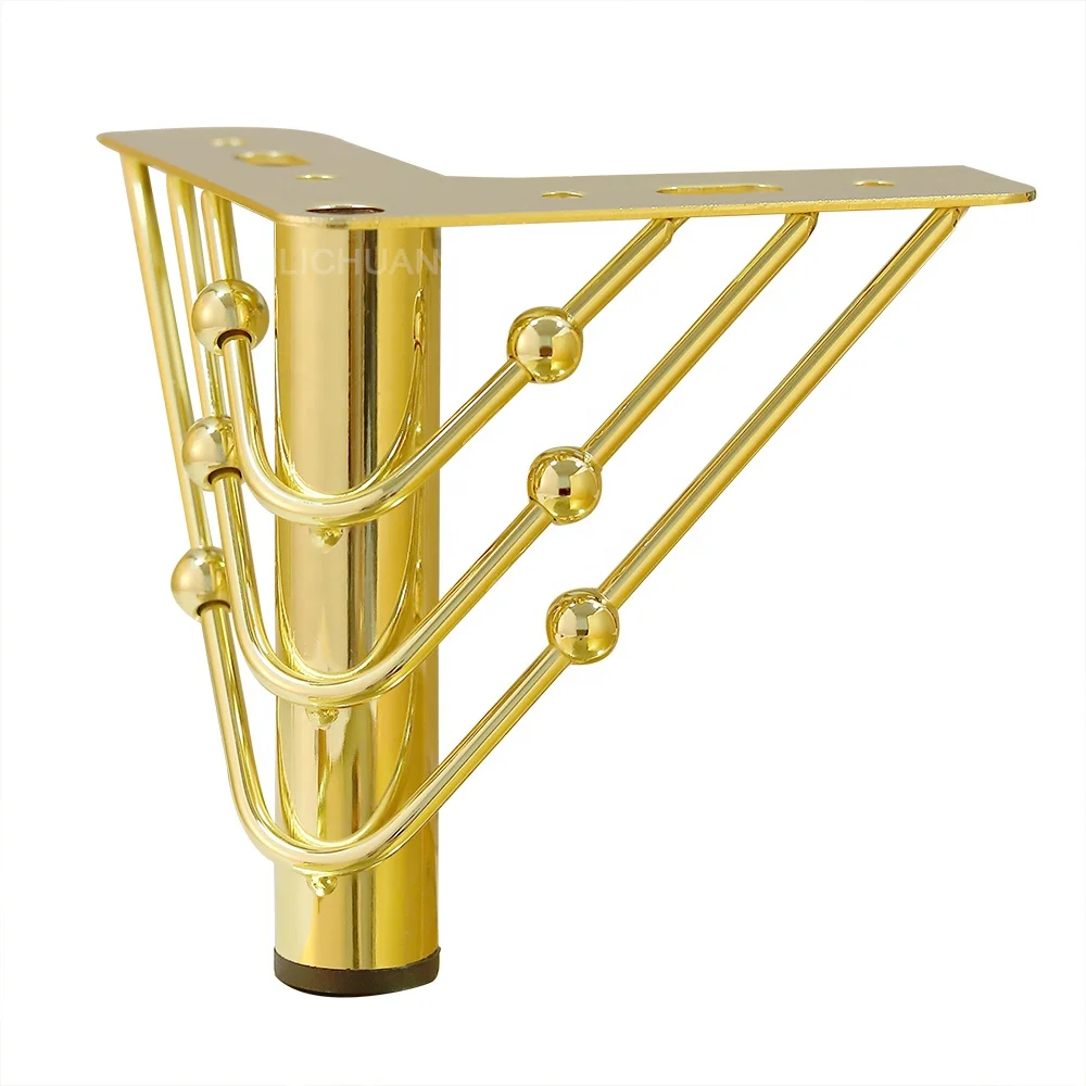 Modern Fancy Hollow Gold Sofa Bed Legs Modern Polished Metal Leg for Sofa Cabinet Champagne Metal Furniture Table Legs