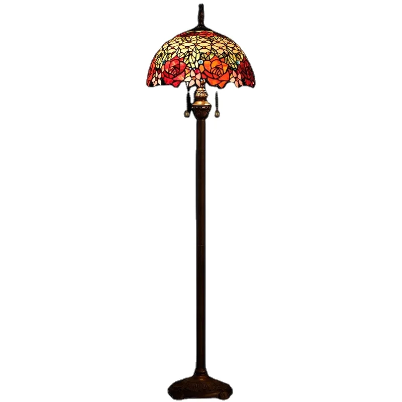 European style luxury Home decoration antique glass lamp shade corner floor lamp