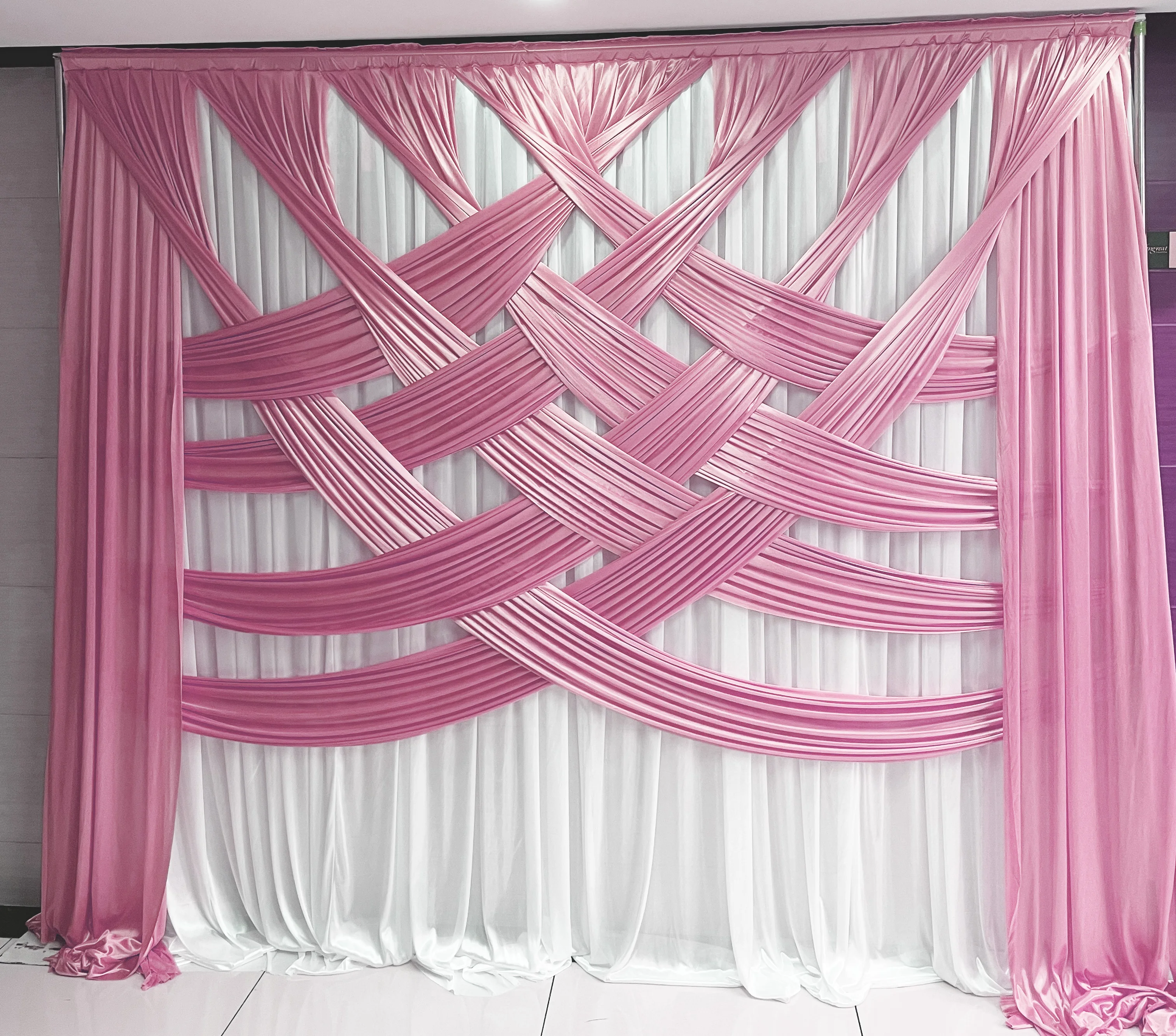 Hot Sale Multiple Types Drapes Ice Silk Curtain Wedding Backdrop Panels Wedding Backdrops Curtain Swag