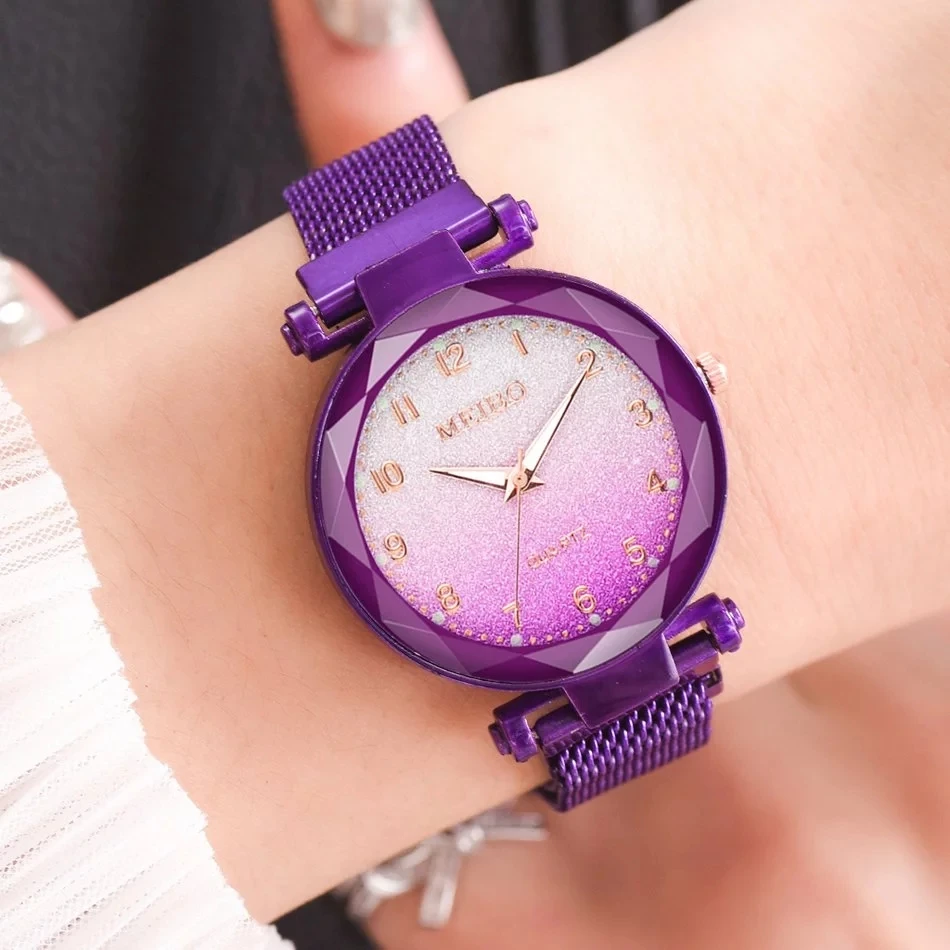 Fashion Women Watch Gradient Color Magnet Ladies Wrist Watch Dress Luxury Rose Gold Female Wristwatches Quartz Clock Drop S YW38