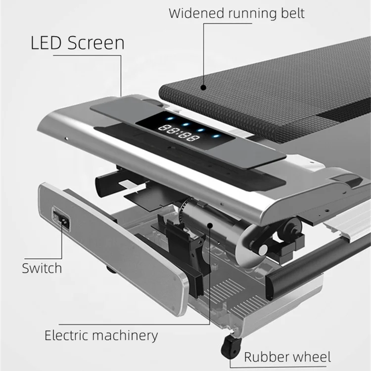 Wellshow Sport Under Desk Electric Treadmill Motorized Exercise Machine with Remote Control and LED Display