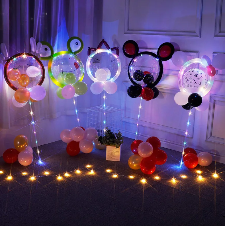 DIY Fashion LED Bobo Balloons 20 inch DIY Latex Bobo Acclarent Balloon Inflation Cartoon Sets de globos