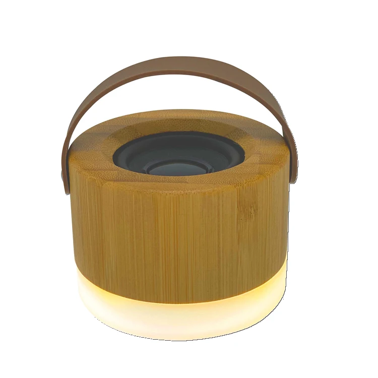 Wholesale Environmental Protection Speaker Portable 3W LED Light Wireless Speaker Bamboo Boom Box