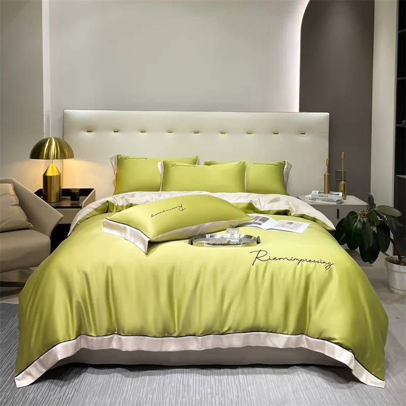 High Quality Satin Bedding Set 100% Polyester duvet cover bed sheets 4pieces home bedding set