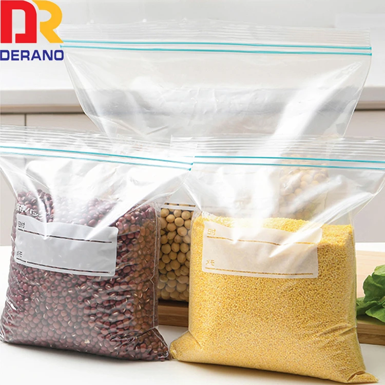 WEIFANG DERANO Custom Resealable Food Packaging Ldpe Plastic Zip lock Bags Reclosable Food Grade Slider Zipper Bags Freezer bag