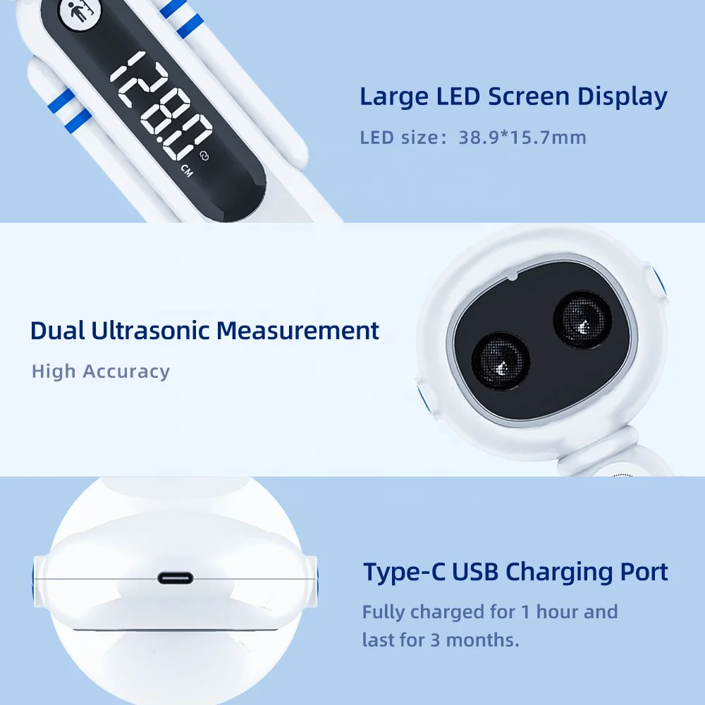 Smart Kid Growth Height Ruler Measuring USB Accurate Ultrasonic Temperature   Record Growth Height Ruler