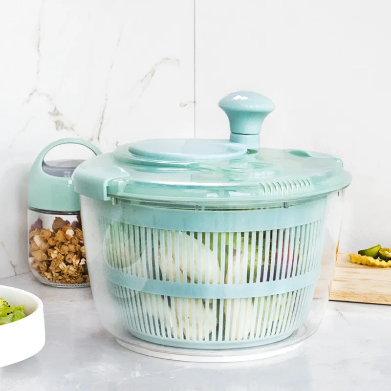 Vegetable Salad Spinner Kitchen Manual Spin Dryer Dehydrator Capacity Plastic Grate Cooking