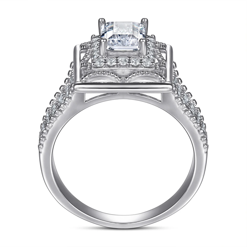 TL-441 Vintage designs 1.0 ct radiant cut diamonds inserted 925 sterling silver rings women engagement rings