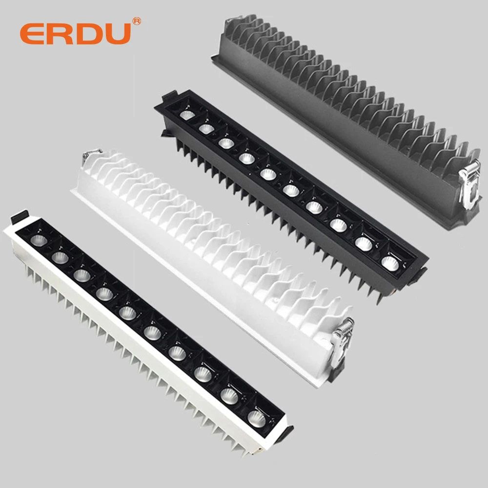 ERDU New Design Grid Wall Washer Light White Black Linear Spotlight Embedded Linear Grille Light Aluminum Downlight