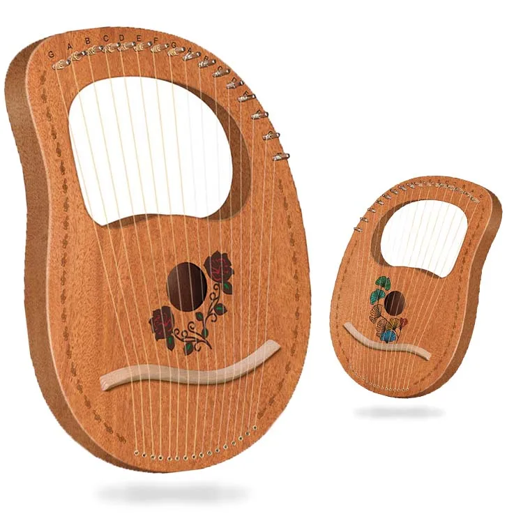 Твердый красное дерево ручная гравировка LYRE HARP 16 струн