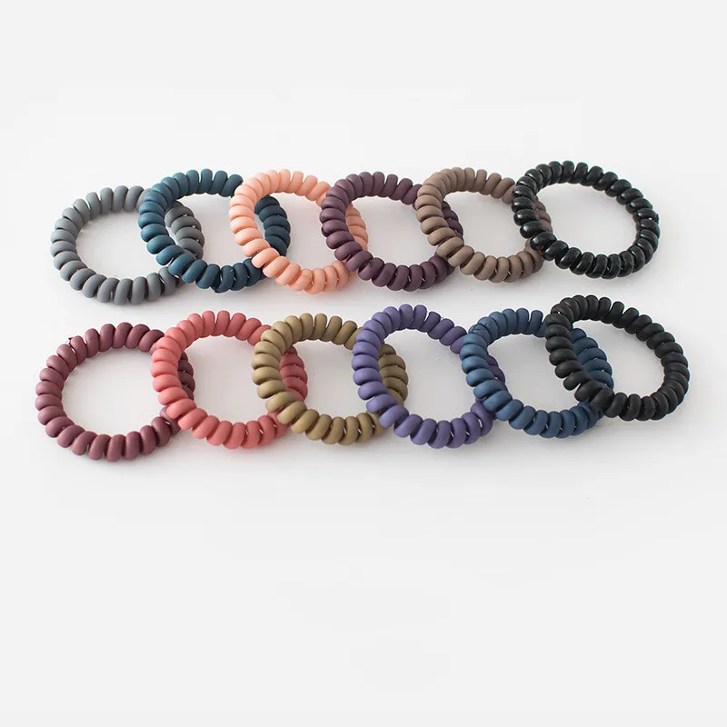 Wholesale plastic spiral hair ties elastic hair bands telephone cord hair coils wrist band bracelets for girls