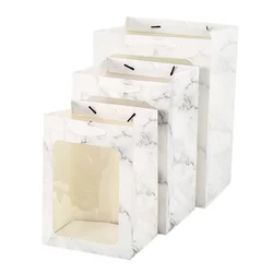 Custom logo wedding  flower Packaging cardboard gift shopping Bag Reusable kraft paper bags with PVC transparent window