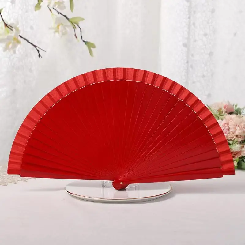 Folding Fan Women Chinese Style Handheld Fan Classical Solid Color Dance Props Elegant Fans Home Decoration Party Gift