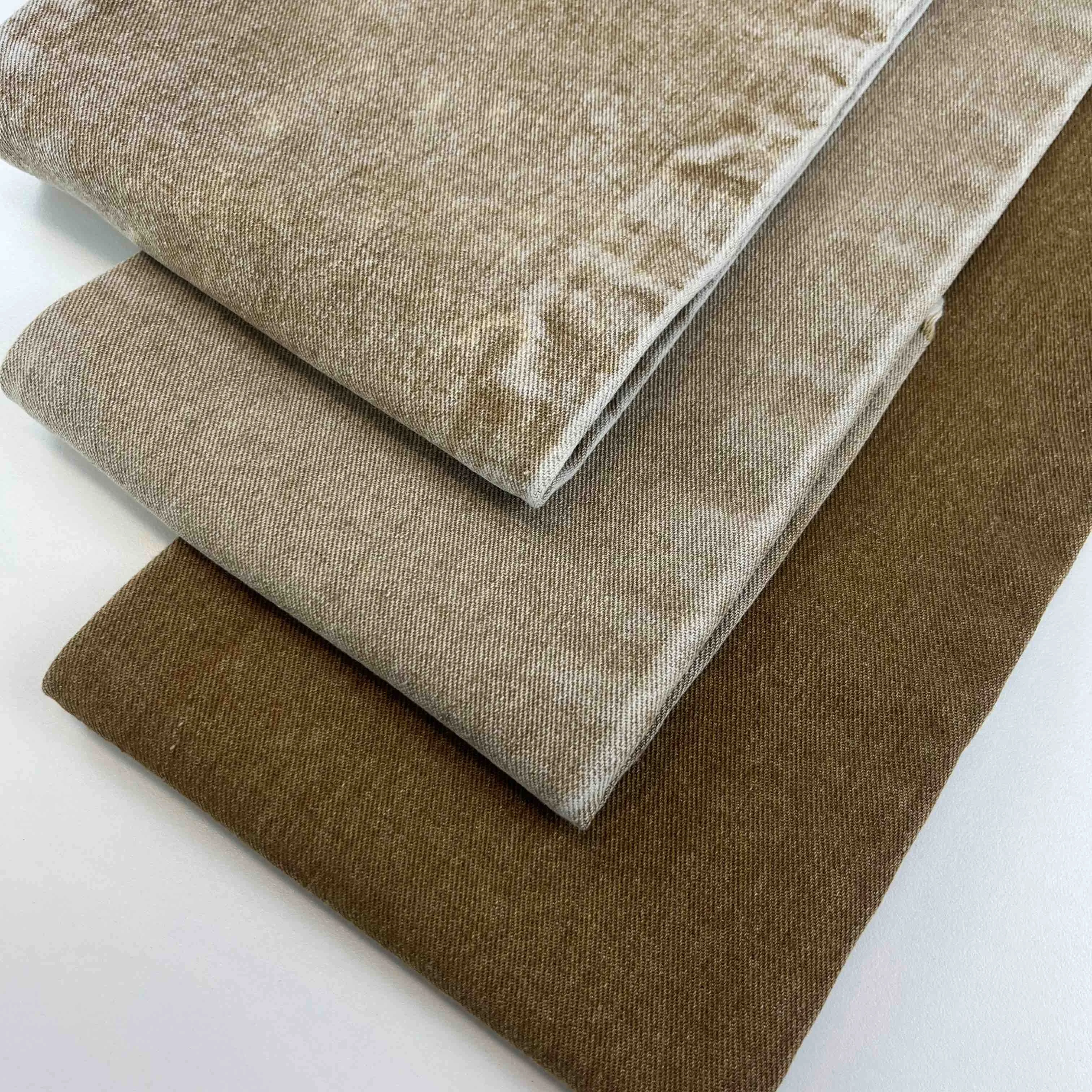 Khaki Coloured Denim Fabric 100%Cotton Color Options For Jeans Men With Recycle Denim Material Fabric