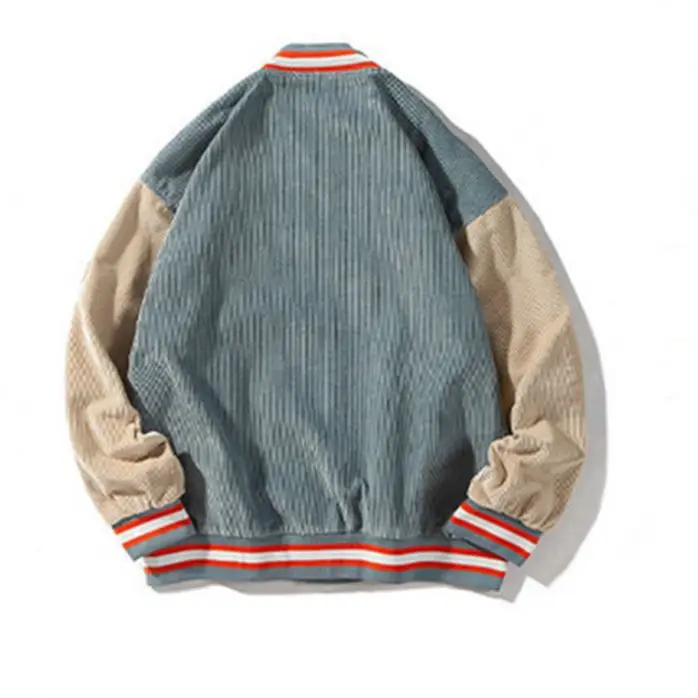 Manufacturers Custom Fashion Streetwear Baseball Jacket Button Up Front Thick Corduroy Winter Bomber Jacket