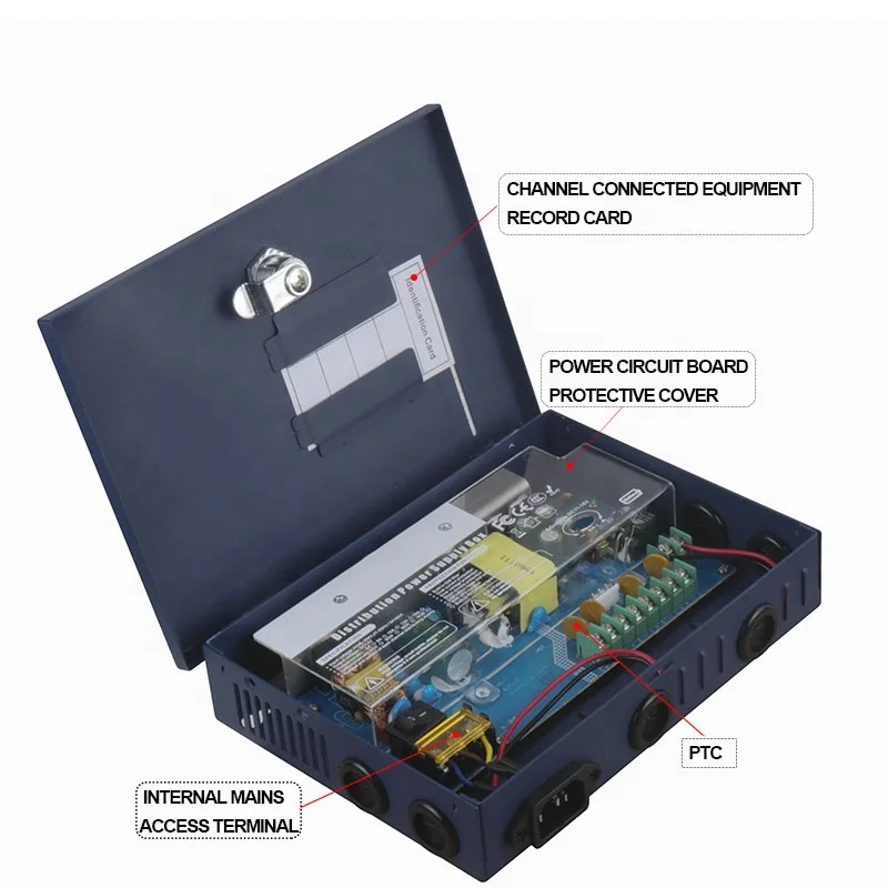 3 Years Warranty 12V 5A 4 Channels CCTV Camera Power Supply RoHS Driver