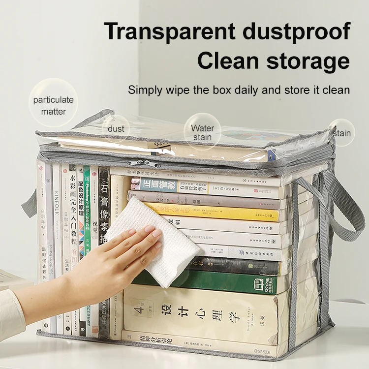 Clear storage book bag large capacity PVC CD book storage bag plastic storage bag organizer with handle