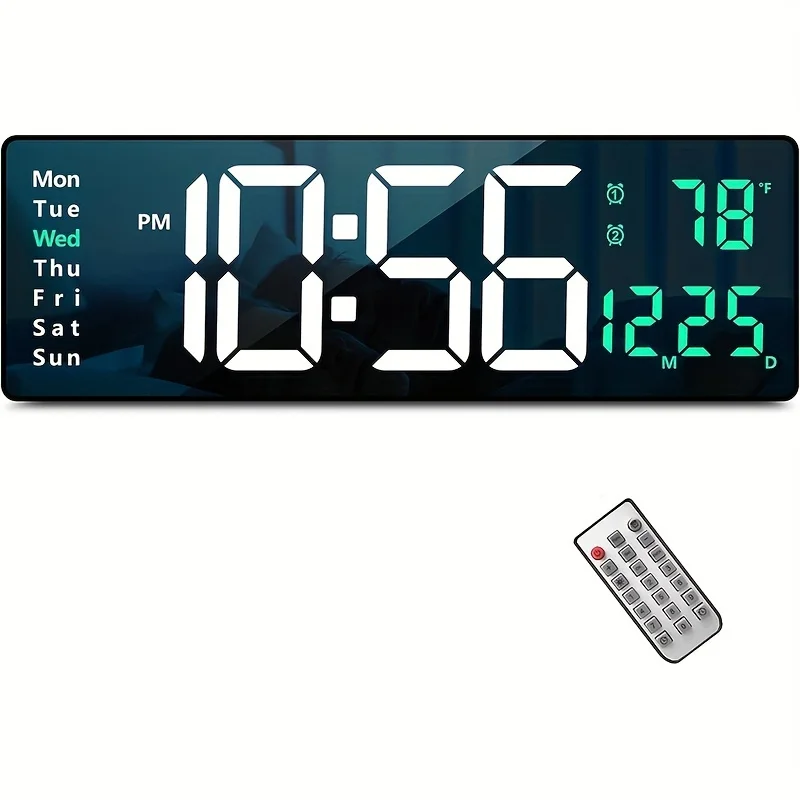 Factory Price Large LED Digital Wall Clock Remote Control Temp Date Week Memory Table Wall-mounted Dual Electronic Alarms Clocks