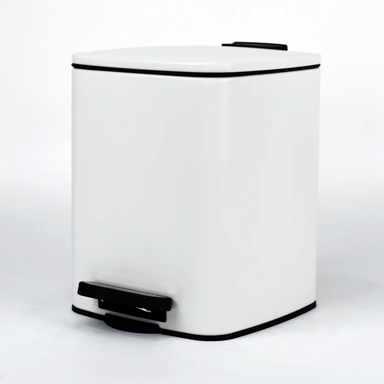 8L Removable Inner Bucket Rectangle Powder Coating Easy-Close Lid  Pedal Bin Dust Bin Stainless Steel Trash Can with Step Pedal