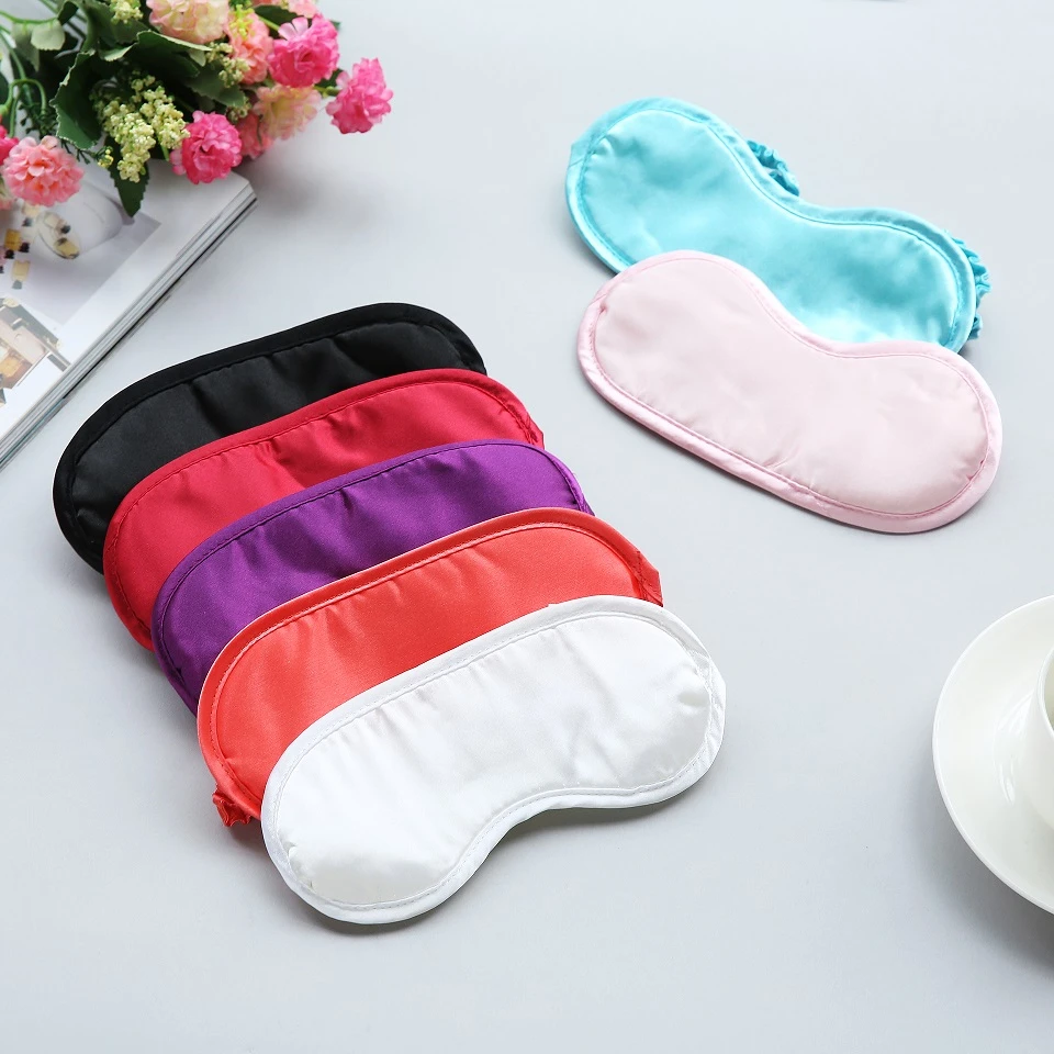 Luxury 100% satin sleep eye pad colorful novelty product pattern for sleeping eye mask