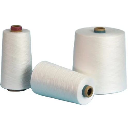 Необработанная белая 40/2 крученая полиэфирная швейная нить, термокомплект, состояние без волос в бумажном конусе для прямого шитья