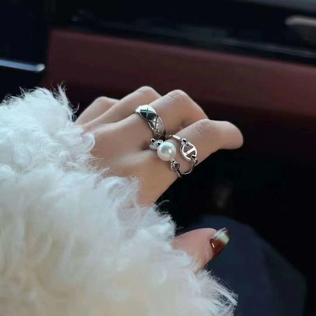 Optional Ring Round AKOYA Pearl Ring Freshwater Pearl Trendy Beizhijia Natural Girl Gift Special Offer Gold and Silver Two Color