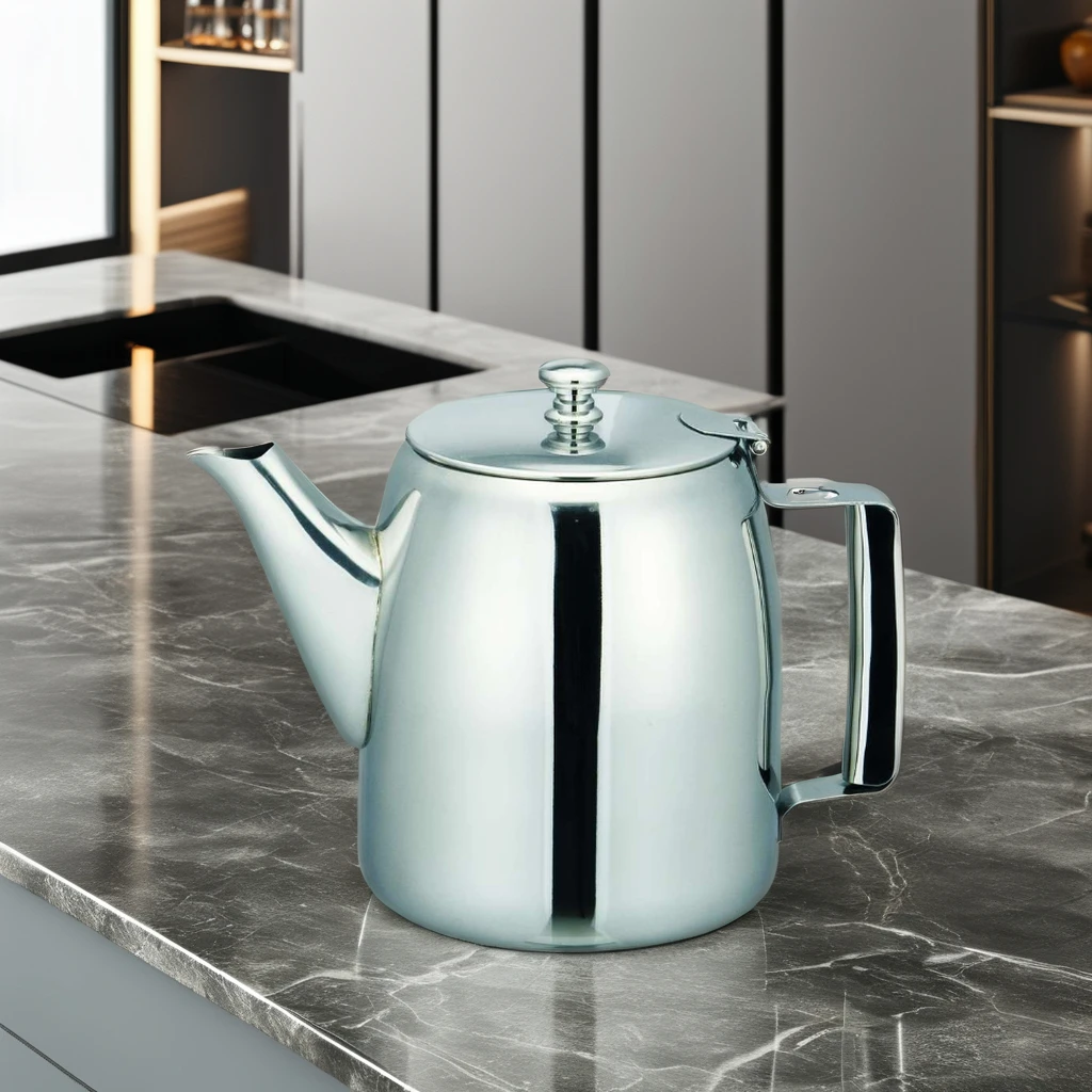 Classic Stainless Steel Tea Pot with Bakelite Handle Big Capacity Hot Water Kettle for Home Kitchen and Camping Metal Material