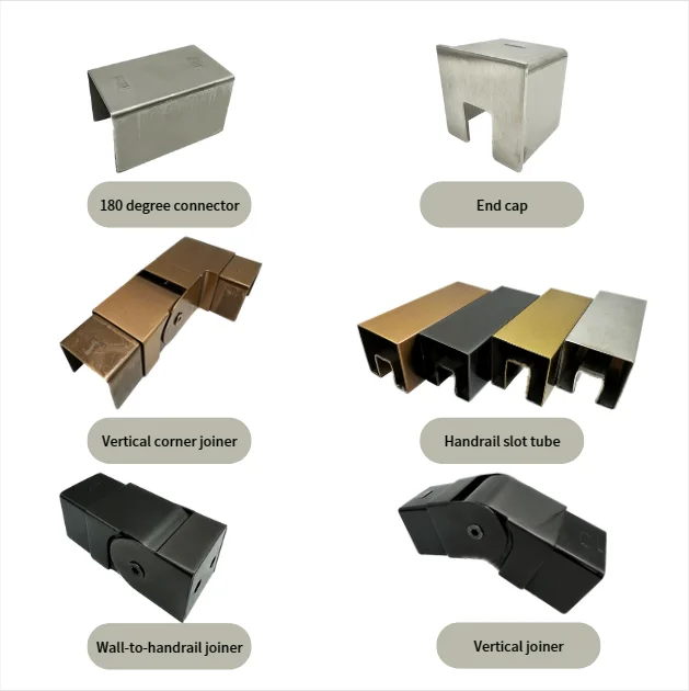 Stainless Steel 304 Handrail Top Rail Square Tube Balustrade Tube Joiner Custom Color Finish Handrail Tube Railing Accessories
