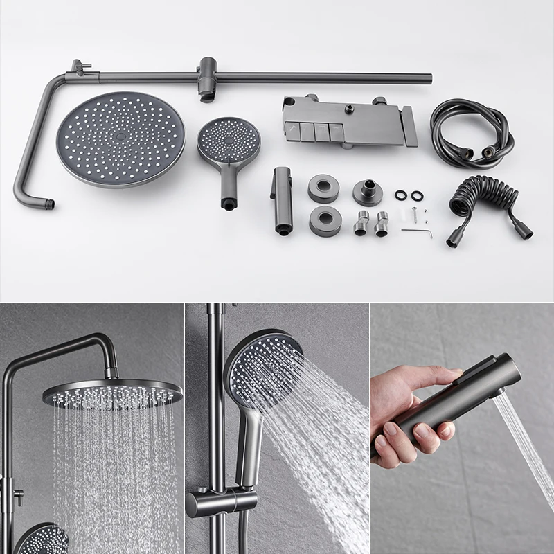 High Quality Shower Column Black Thermostatic Wall  Bathroom Shower