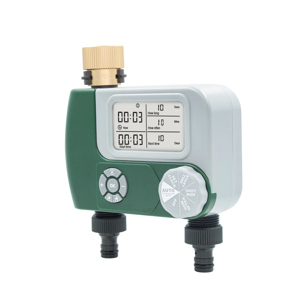 Factory new metal connector smart battery power waterproof 2 zones irrigation system garden watering timer