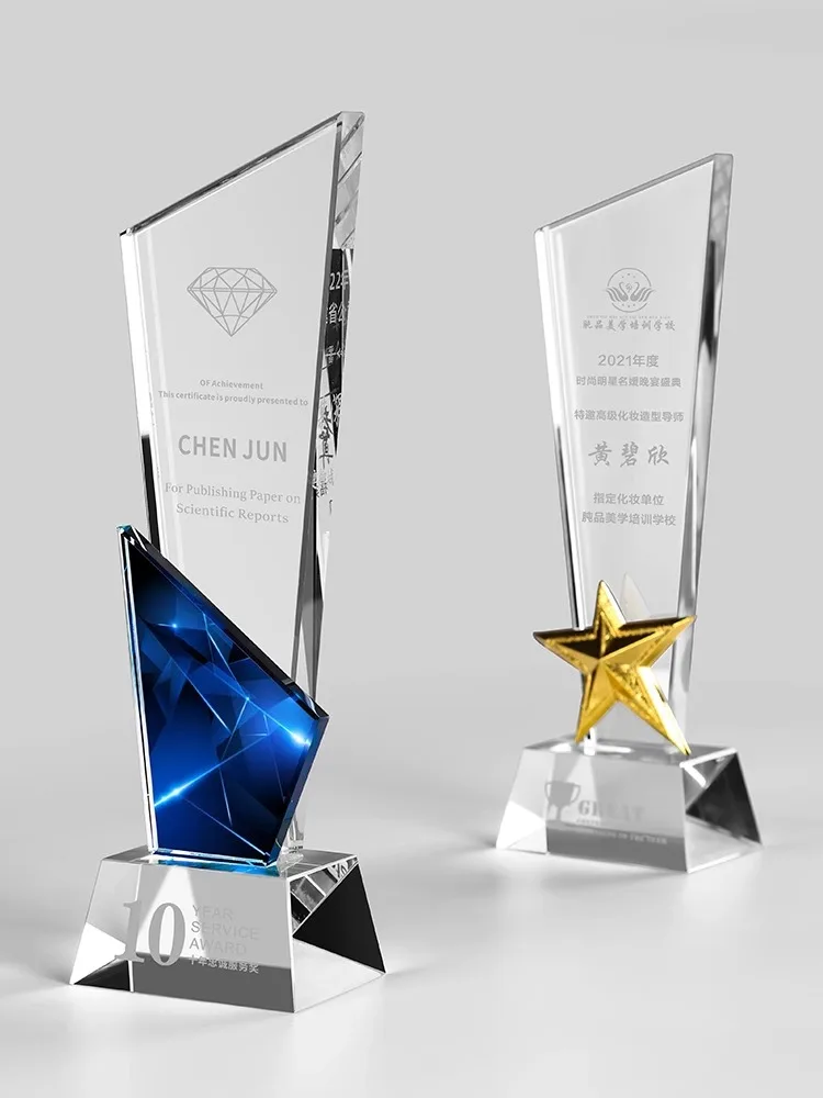 Guangzhou cheap wholesale blank custom logo laser engraved k9 Crystal Trophy award for business Gifts