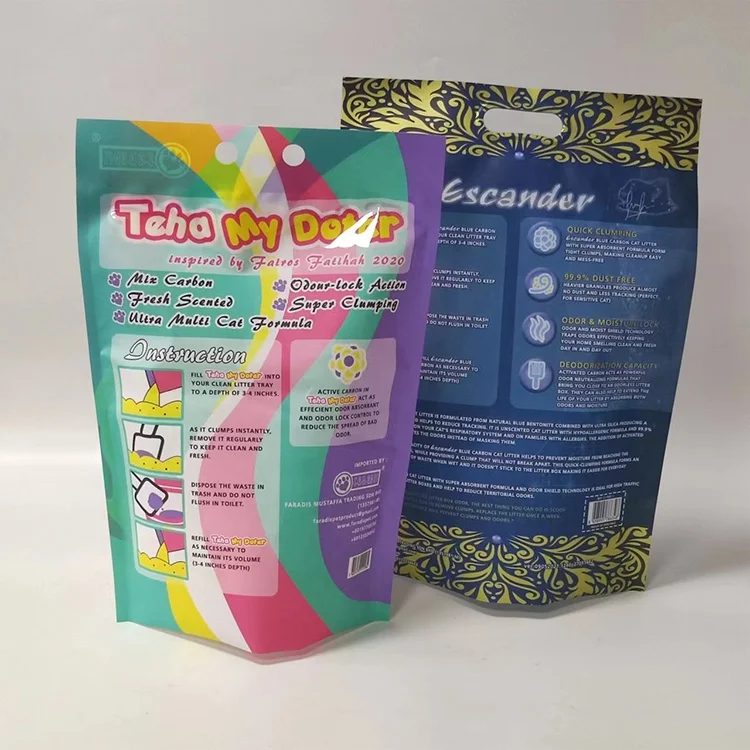 Custom Printed plastic pet dog food packaging, cat litter sand bags 2l 5l 6l 7l 10l  Cat Litter Packaging Bag