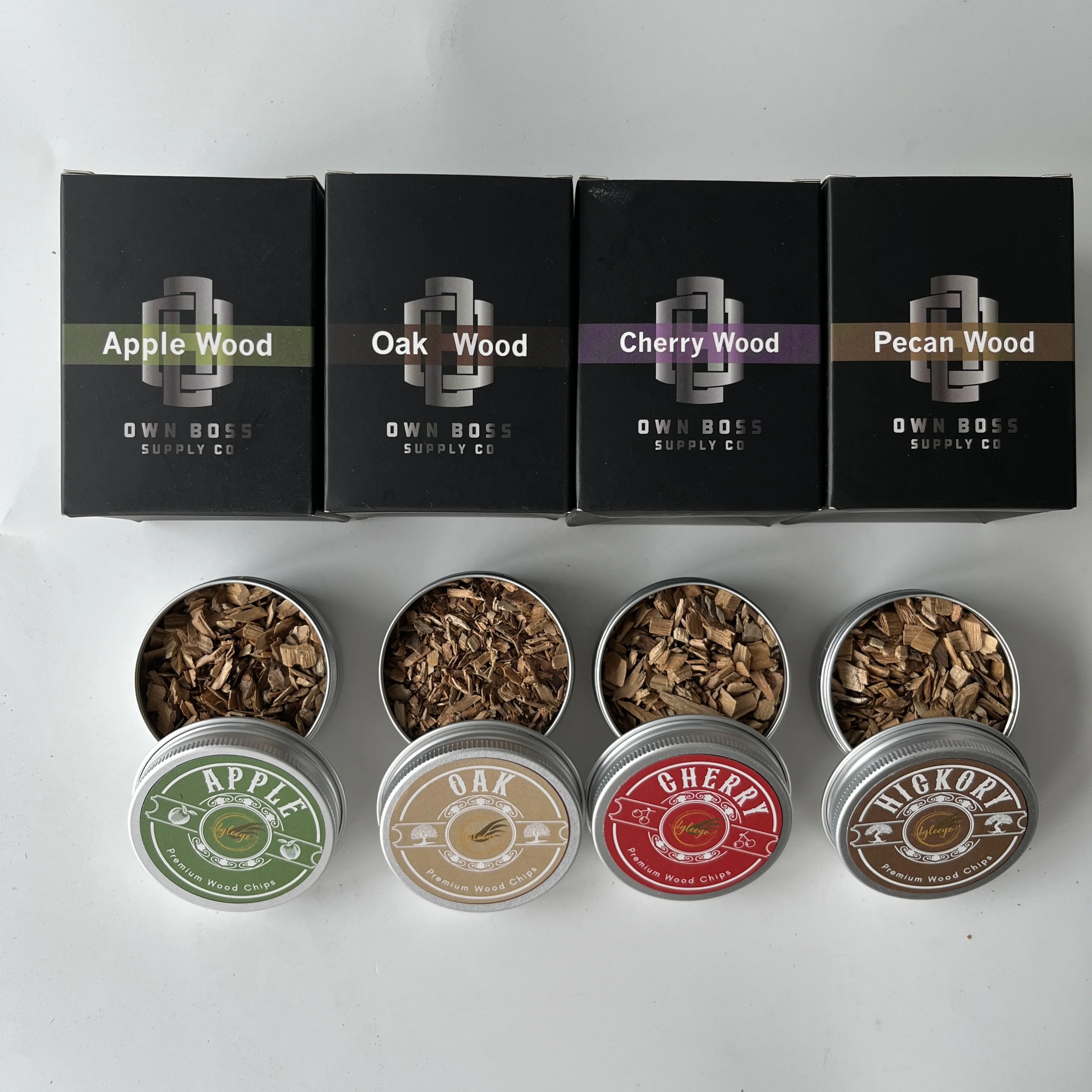 Round tins of dry fresh natural wood smoking chips Cocktail Smoke fuels Smoker oak walnut wood fuel sawdust gift box