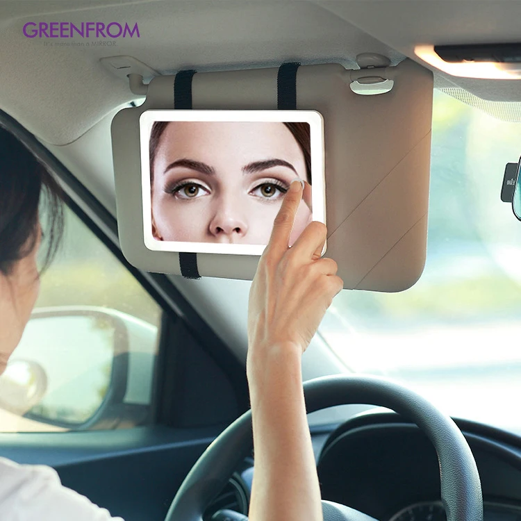 Car Interior Mirror Portable Led Car Makeup Mirror Auto Visor Cosmetic Car Makeup Mirror With Led Lights