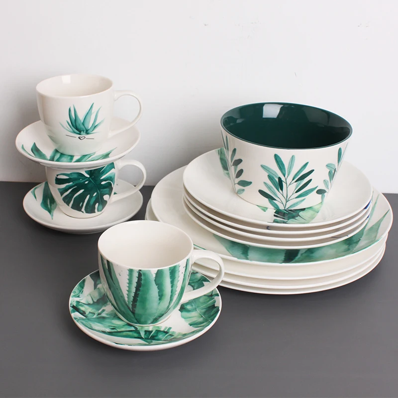 37PCS Queen of Sheba Dinner Plate Sets Fine Porcelain 48PCS Dinnerware Ethiopian Coffee Jebena Set