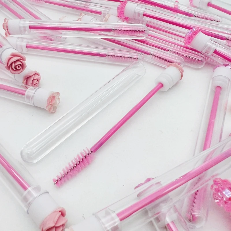 New Reusable Eyelash Brush Tube mascara brush with drill Portable eyelash extension Disposable tube Crystal rod eyelash brush