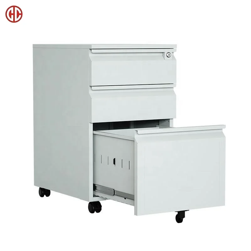 Movable Steel File Cabinet Detachable Metal Office 2 Or 3 Drawers Filing Cabinet Round Wheeled Home Mobile Pedestal Lockers