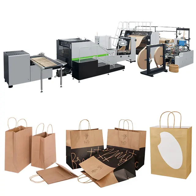 ROKIN BRAND full Automatic Multifunctional packaging twisted handle paper bag making machine for making carrier bags