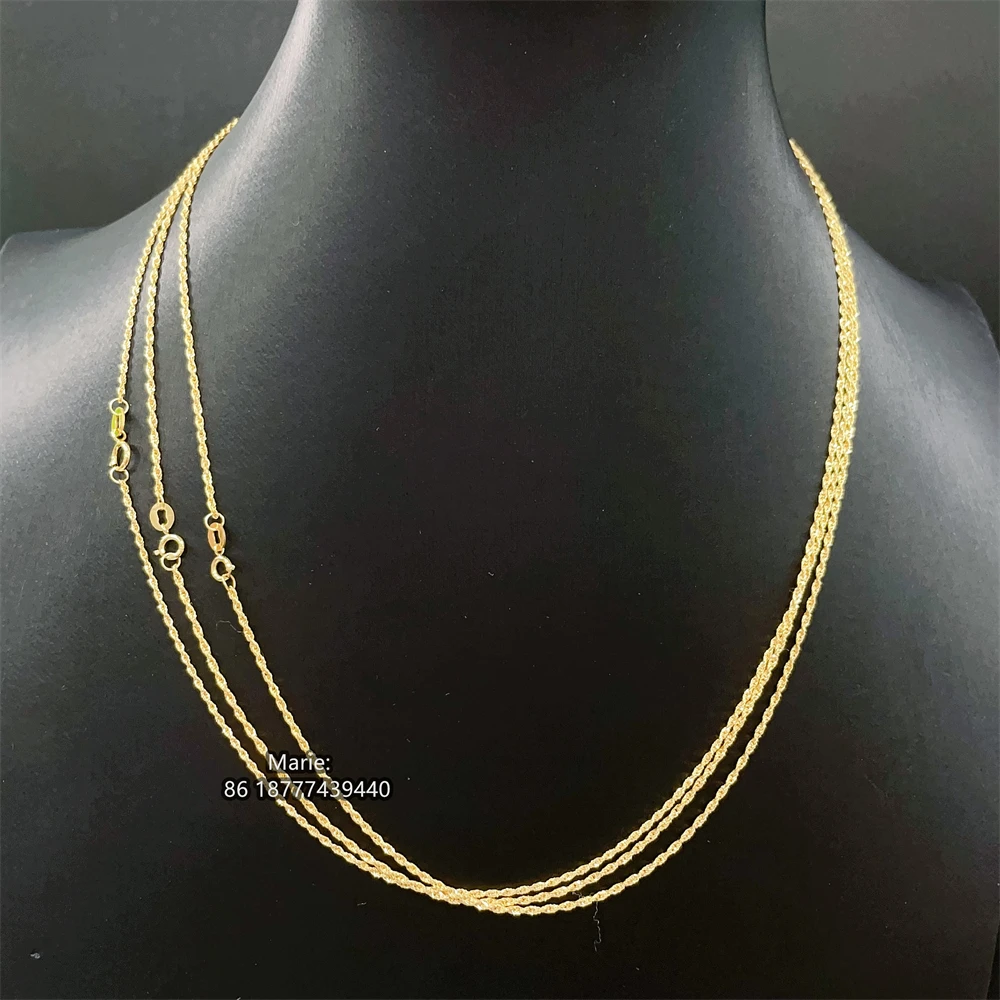 Bulk sale Twisted Link Rope Chain Solid Gold Jewelry Gold 18k Real Au750 18k Real Gold Chain Jewelry 18k rope chain