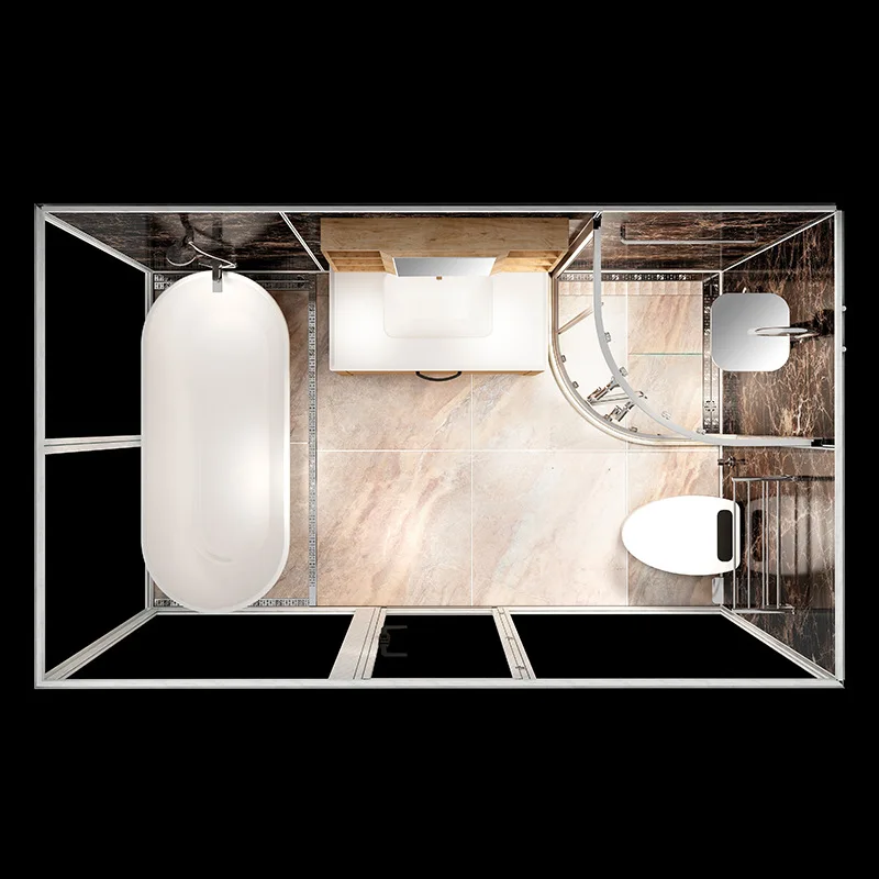 Luxury  Prefabricated Bathroom Ready Made Complete  Bathroom Unit Integrated Bathroom With Bathtub