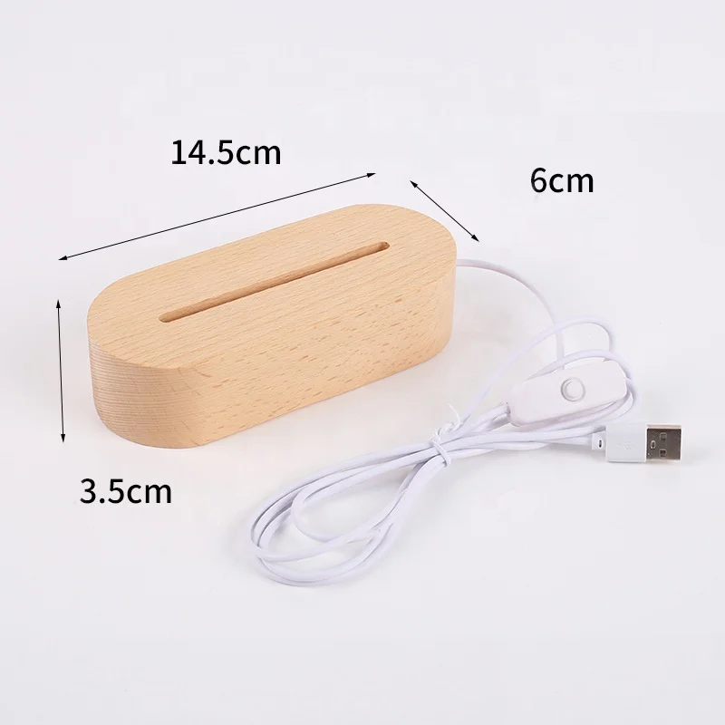 Acrylic base Wood 3D Lamp Base Memo Acrylic Message Board Light Wooden LED Night Light base gift