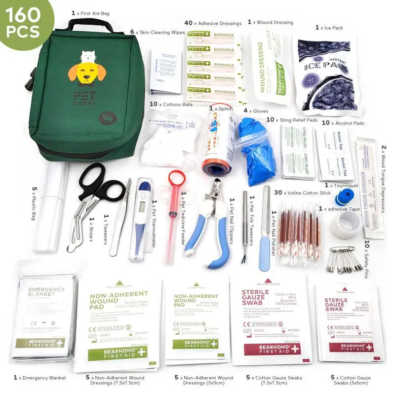 2023 Hot Selling New Product High Quality Wholesale Customized Medical Emergency Pet First Aid Kits Box Dog With Supplies