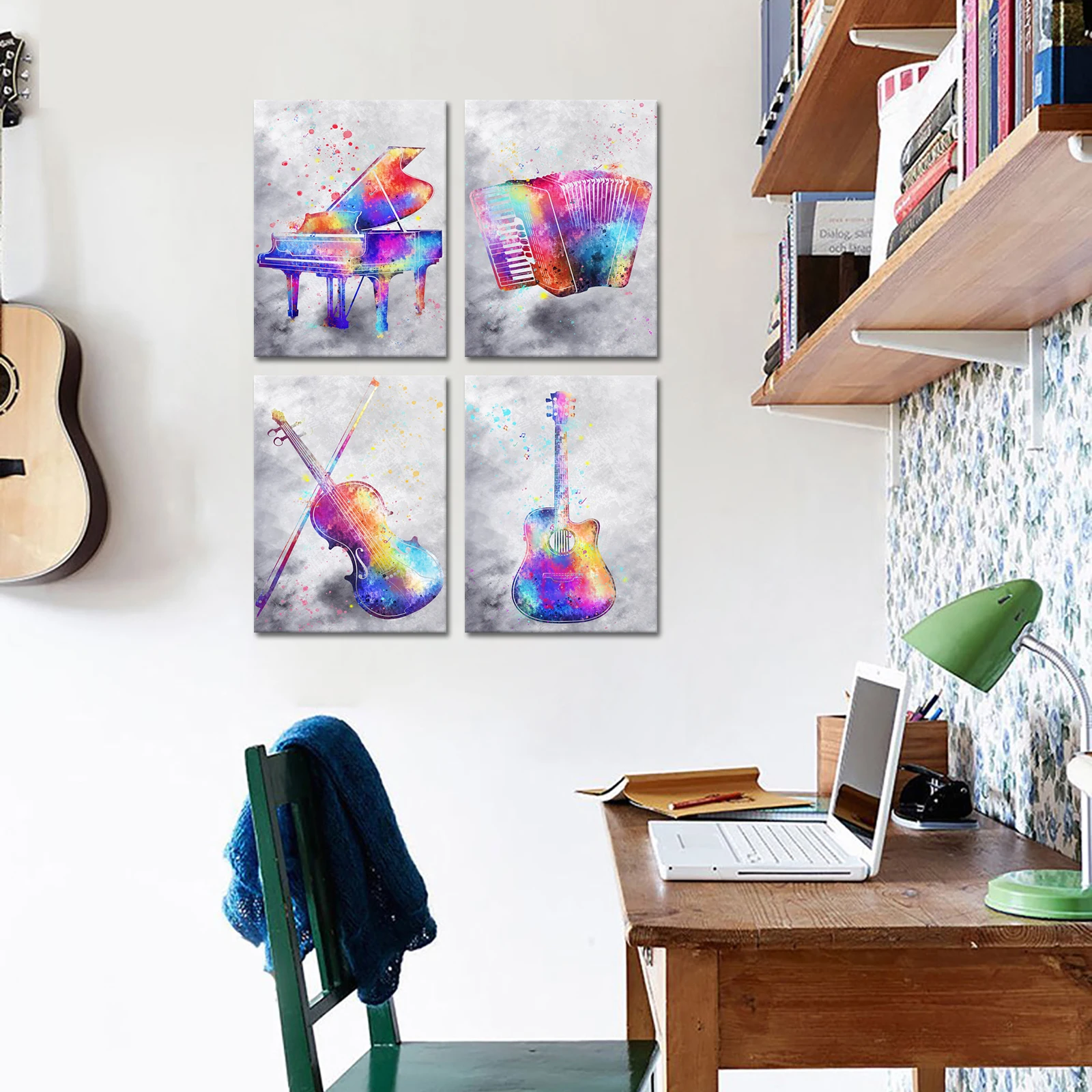 Художественная акриловая живопись фортепиано гармония Музыкальные инструменты Печать на холсте настенное искусство