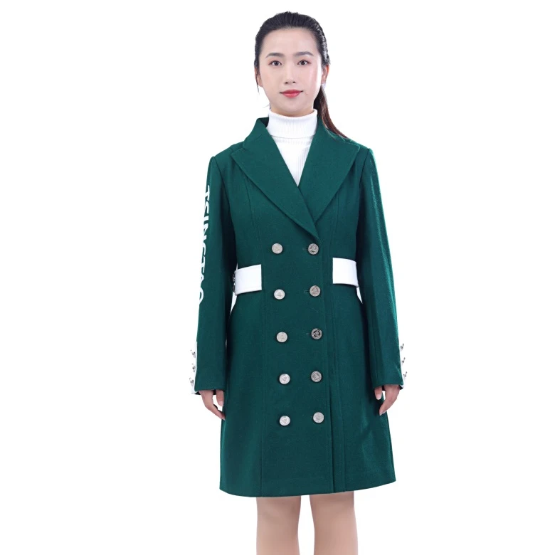 Well-known 700g Melton Fabric Autumn And Winter Green Women Work Clothes