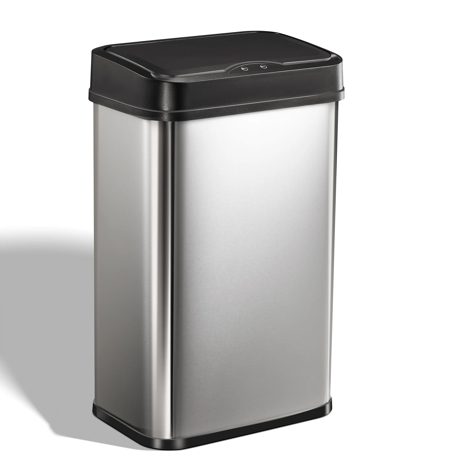 Stainless Steel Large Volume 50L Vibration Sensor Trash Can High Strength Brushed Dustbin with Infrared Sensor and Manual Switch