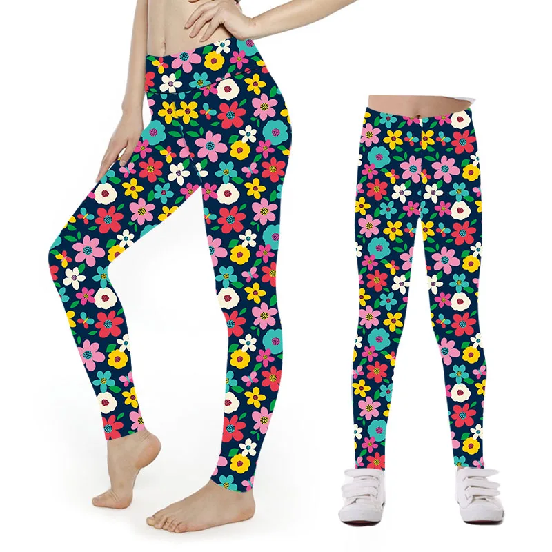 Kids Floral Unicorn Leggings Printed Leggings Double side brushed buttery soft mommy and me leggings