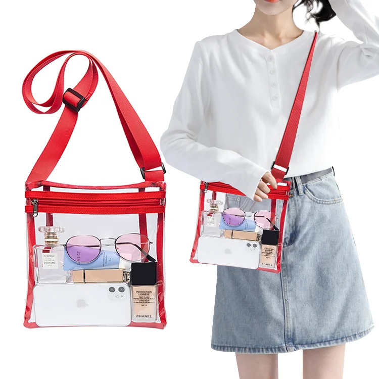 Womens Stadium Approved clear shoulder bag transparent bags clear concert bag for girls